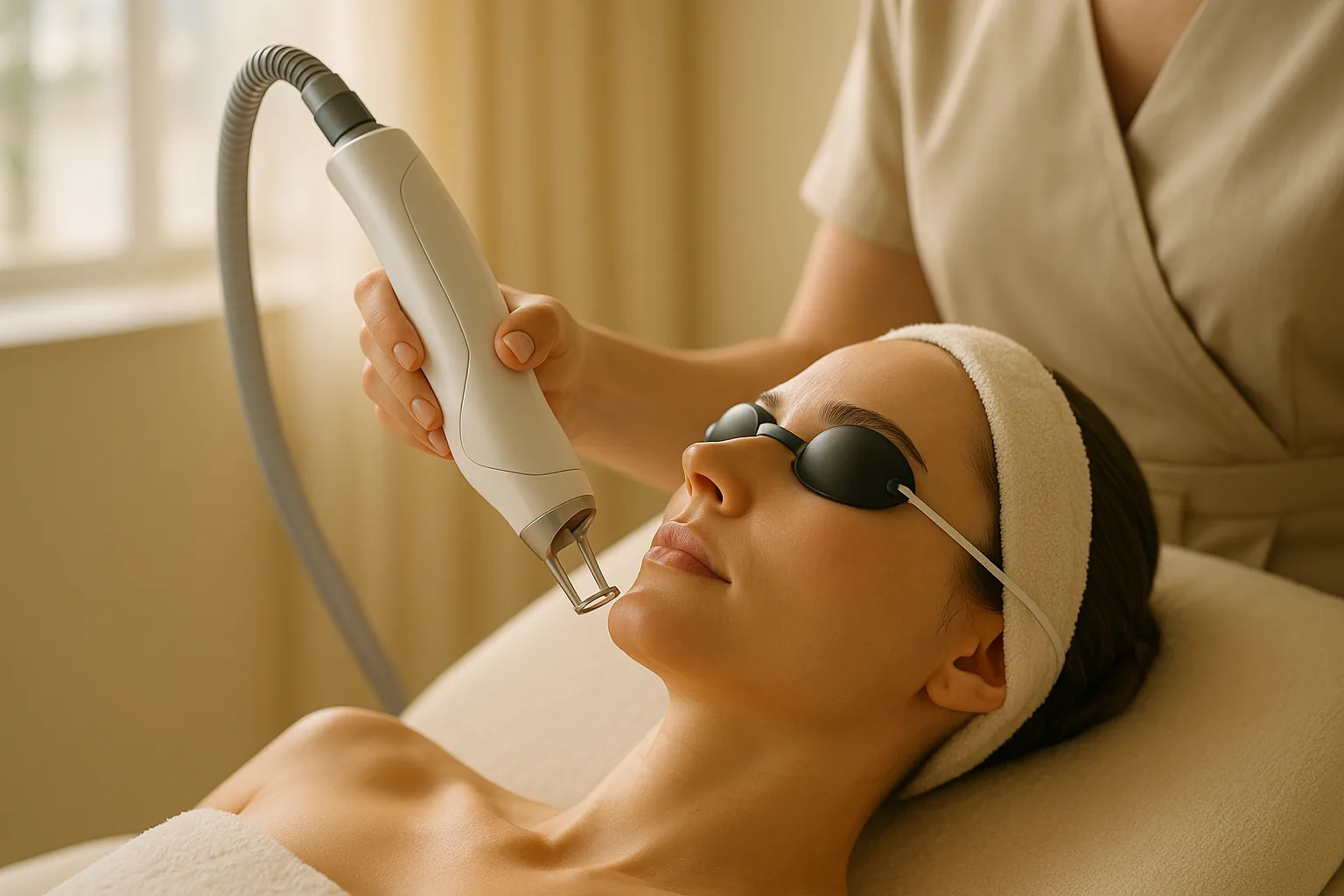 Erbium laser skin resurfacing on the Spectrum platform at New Horizons Wellness in The Woodlands, TX